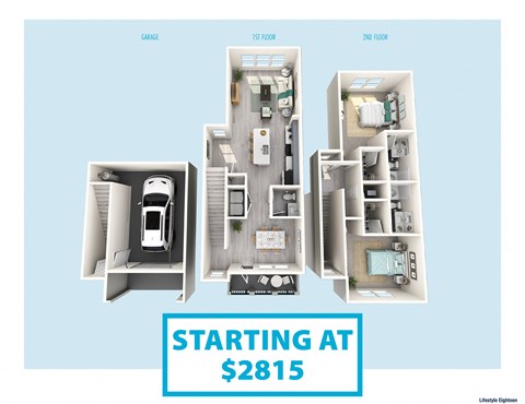 a 3d rendering of a floor plan with the words starting at 31815